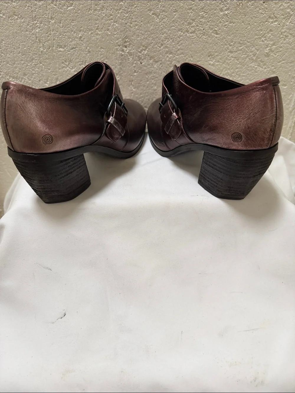 Marsell Metallic Bordeaux Buckle Block-Heel Shoes